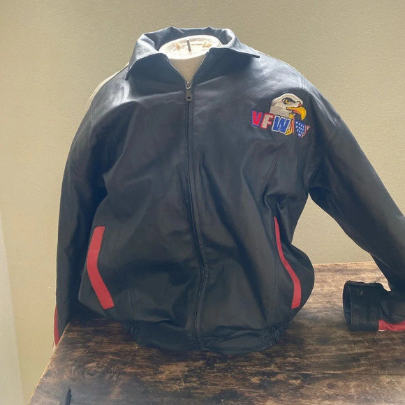 Vintage leather veteran of foreign wars bomber jacket XL - Picture 5 of 16